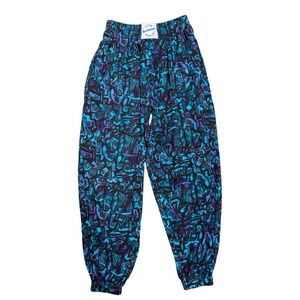 Vintage Club Reebesse Newport Baggies Pants 90s Abstract Print Teal Purple Small
